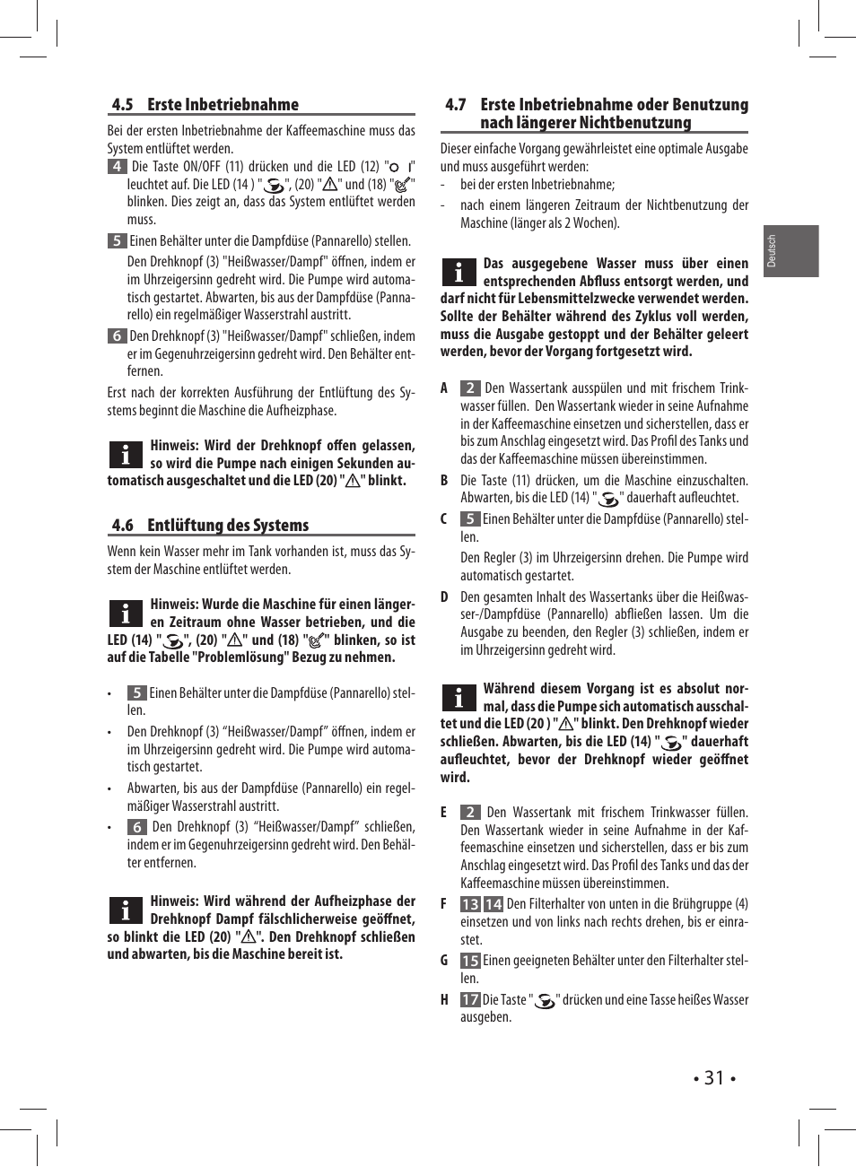 Gaggia CAREZZA User Manual | Page 31 / 80