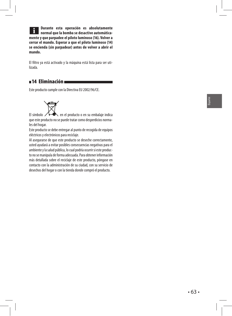 14 eliminación | Gaggia CAREZZA User Manual | Page 63 / 80
