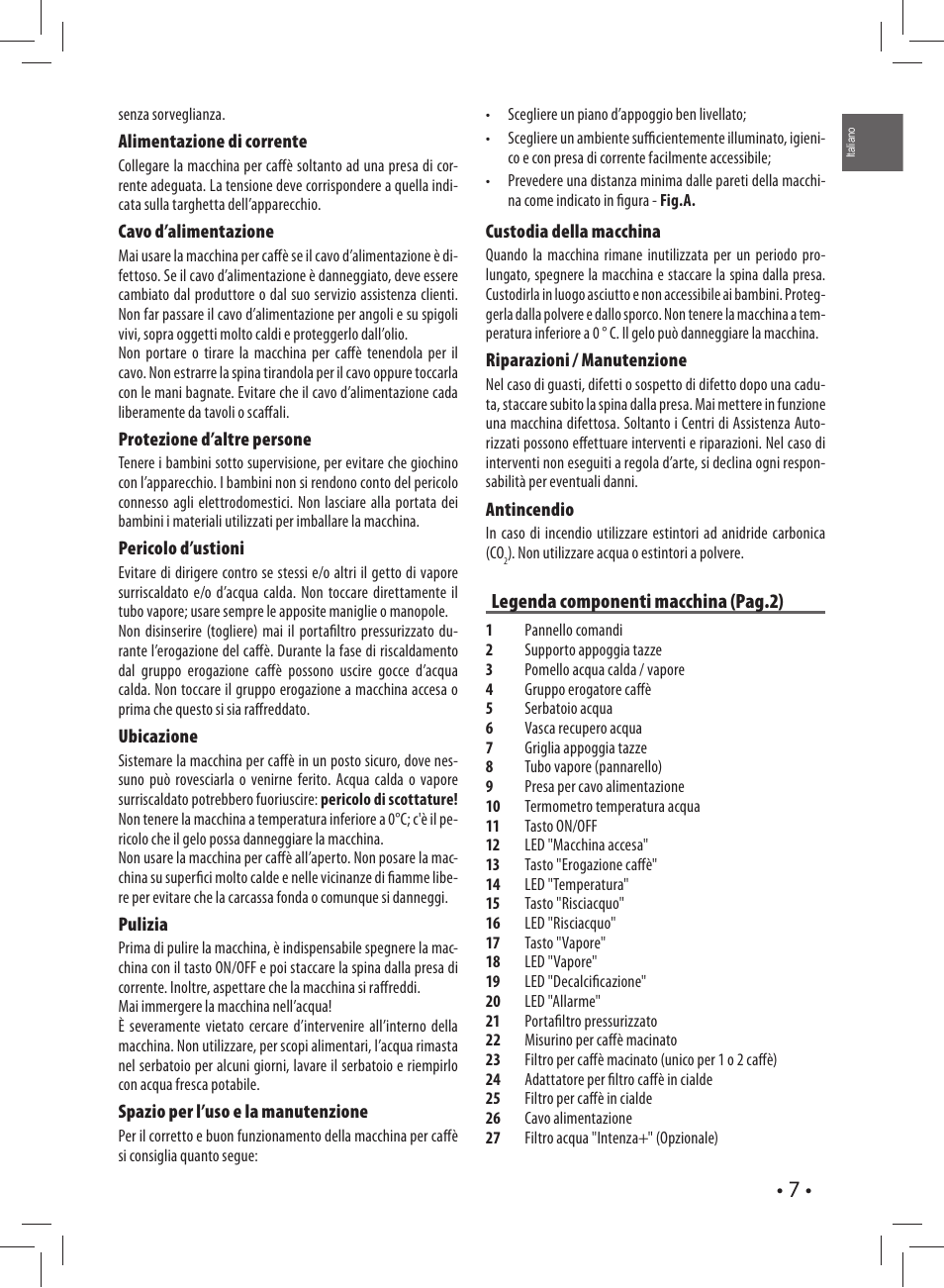 Gaggia CAREZZA User Manual | Page 7 / 80