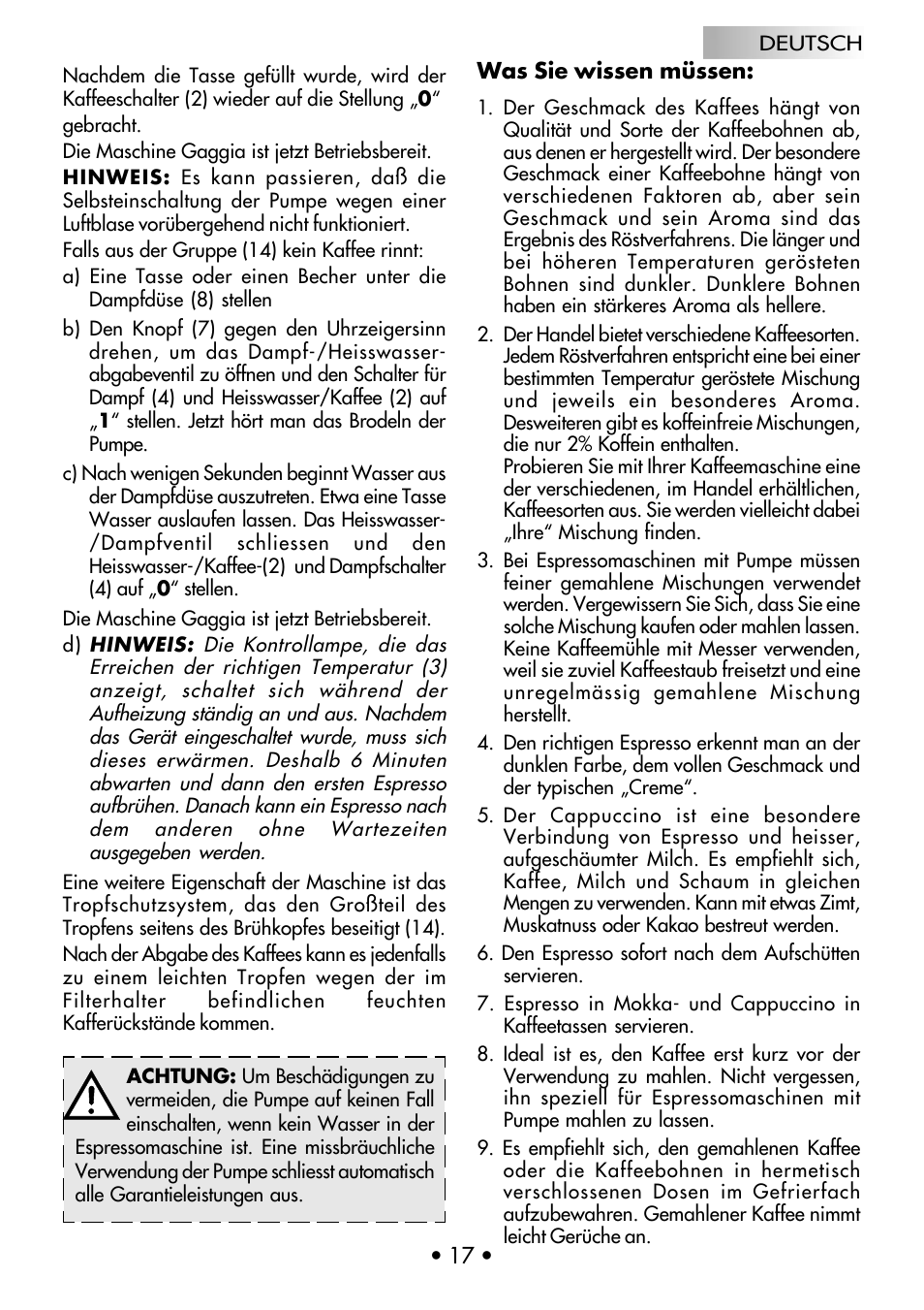 Gaggia CLASSIC User Manual | Page 18 / 53