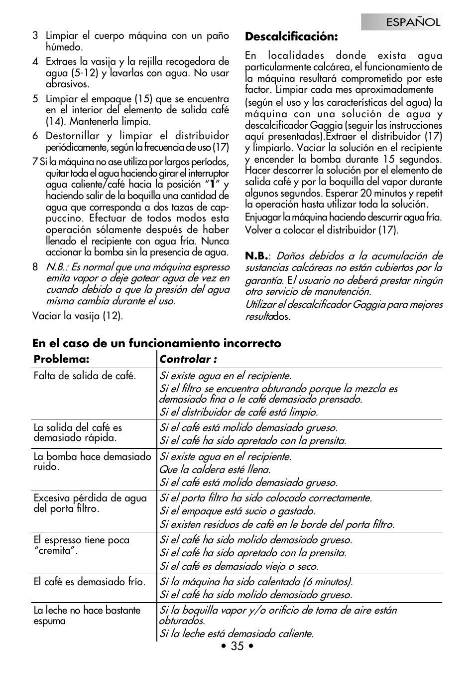 Gaggia CLASSIC User Manual | Page 36 / 53