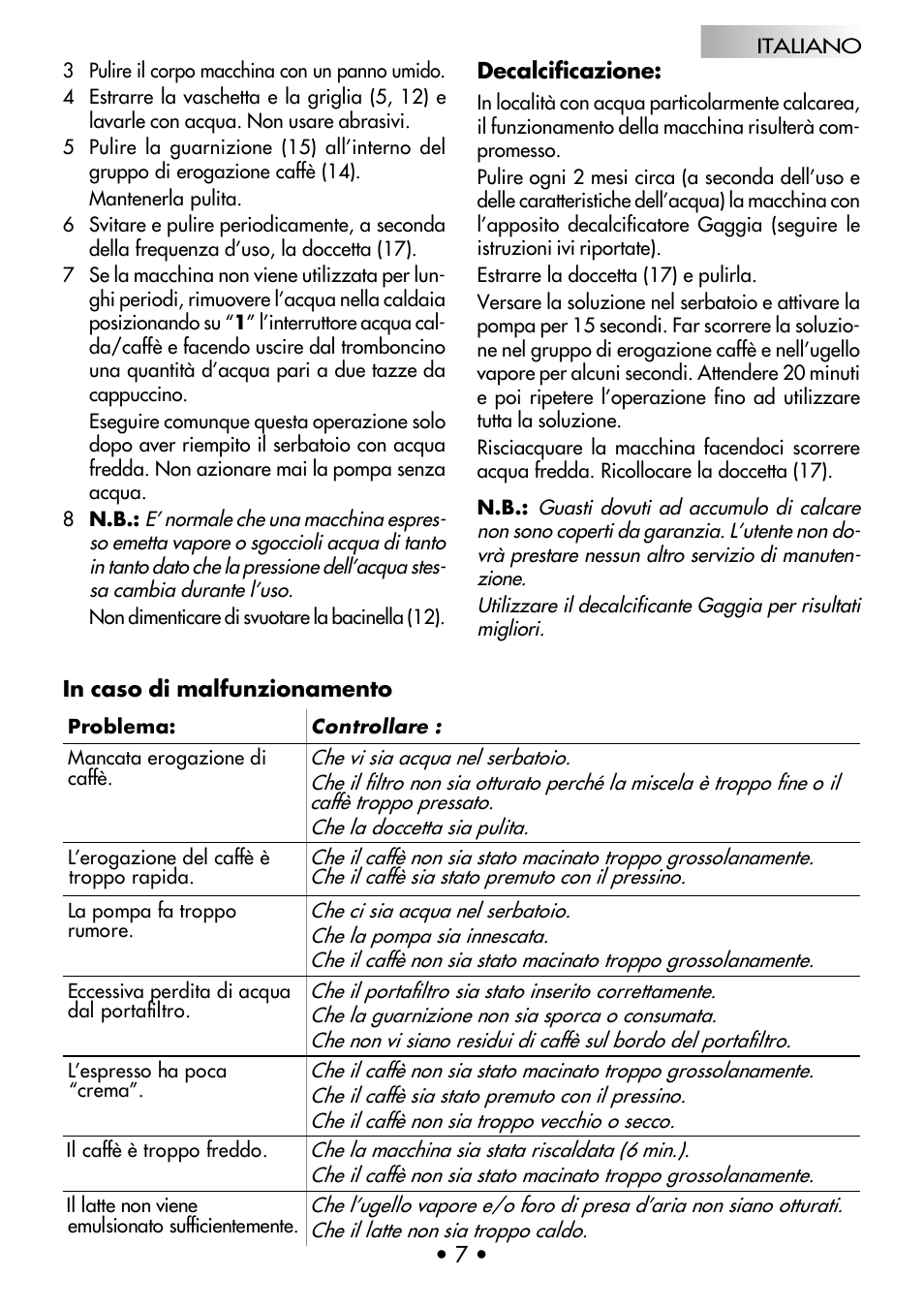 Gaggia CLASSIC User Manual | Page 8 / 53