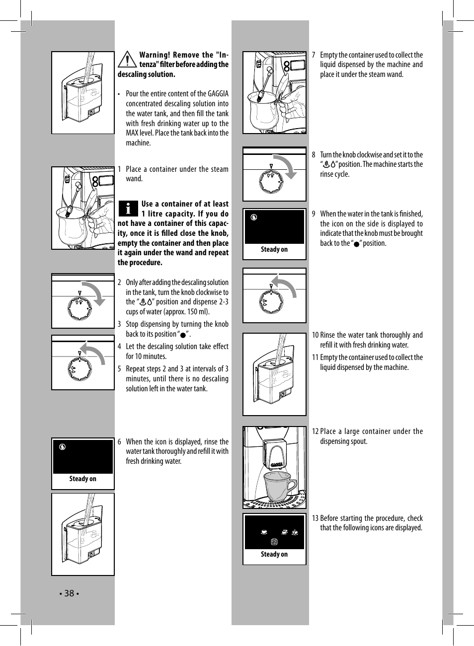 Gaggia UNICA User Manual | Page 38 / 88