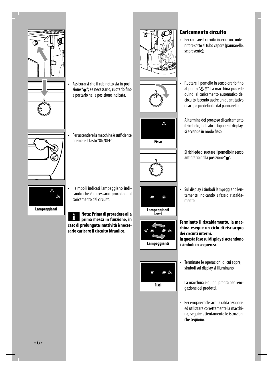 Caricamento circuito | Gaggia UNICA User Manual | Page 6 / 88