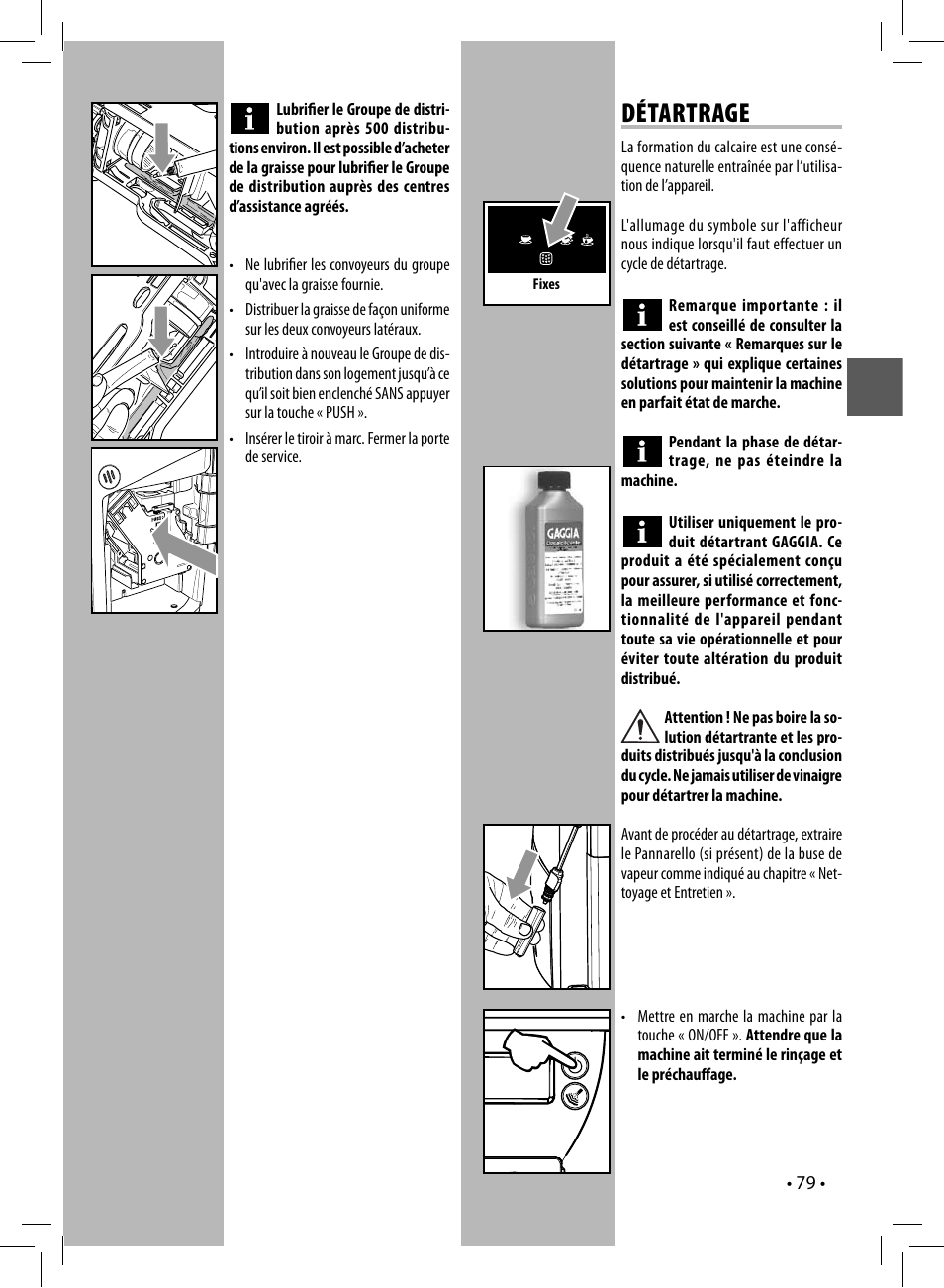 Détartrage | Gaggia UNICA User Manual | Page 79 / 88
