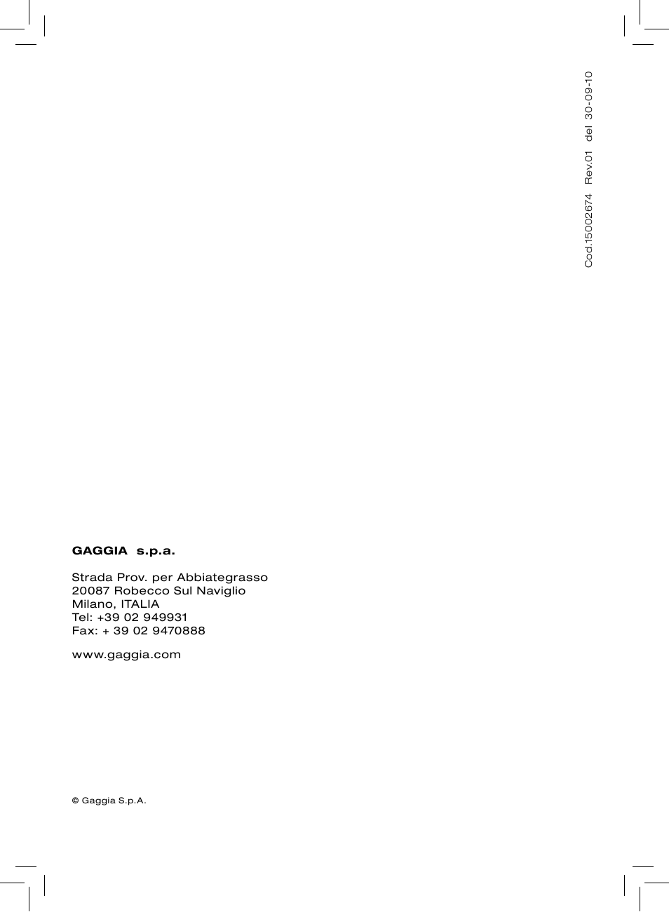Gaggia UNICA User Manual | Page 88 / 88