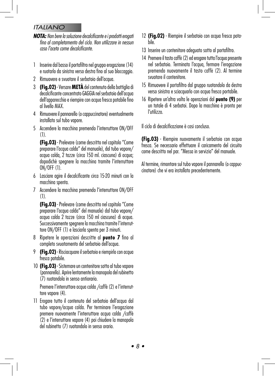 Gaggia CLASSIC User Manual | Page 11 / 76