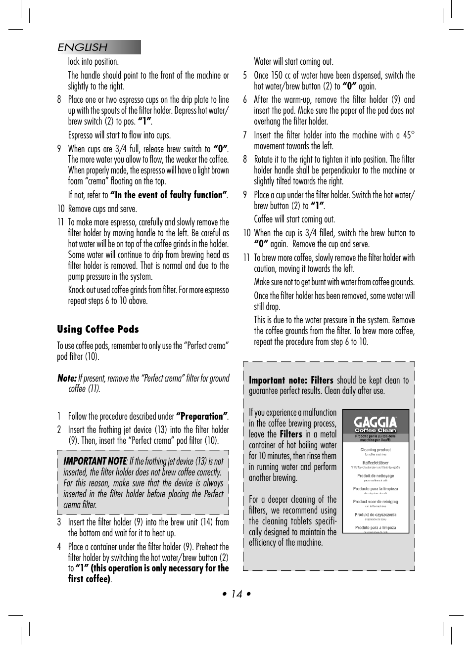 Gaggia CLASSIC User Manual | Page 17 / 76