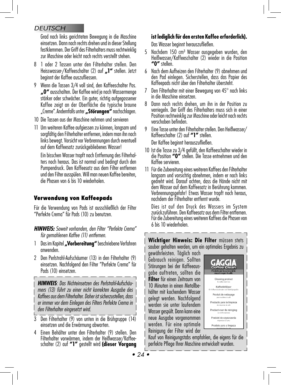 Gaggia CLASSIC User Manual | Page 27 / 76