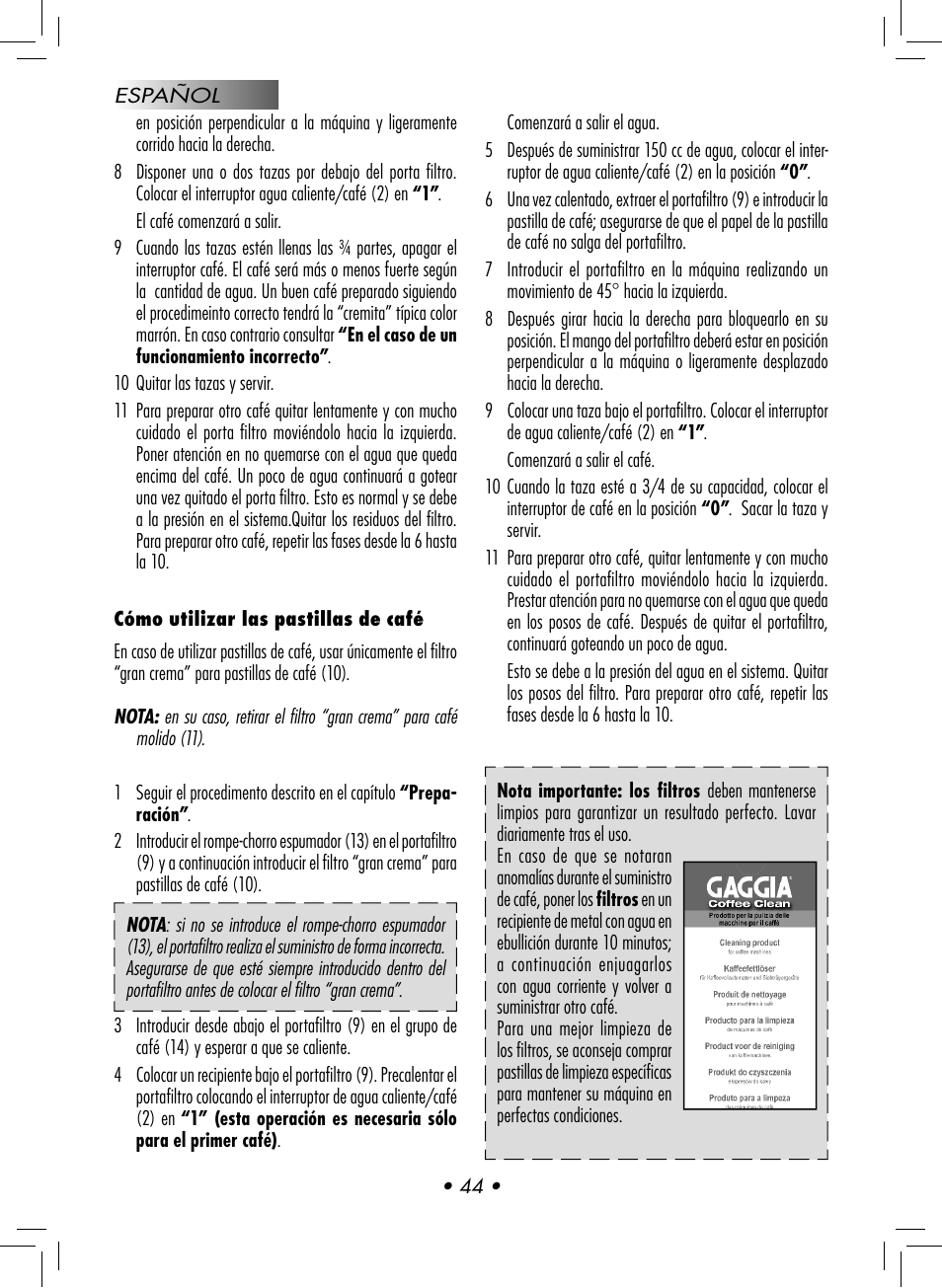 Gaggia CLASSIC User Manual | Page 47 / 76