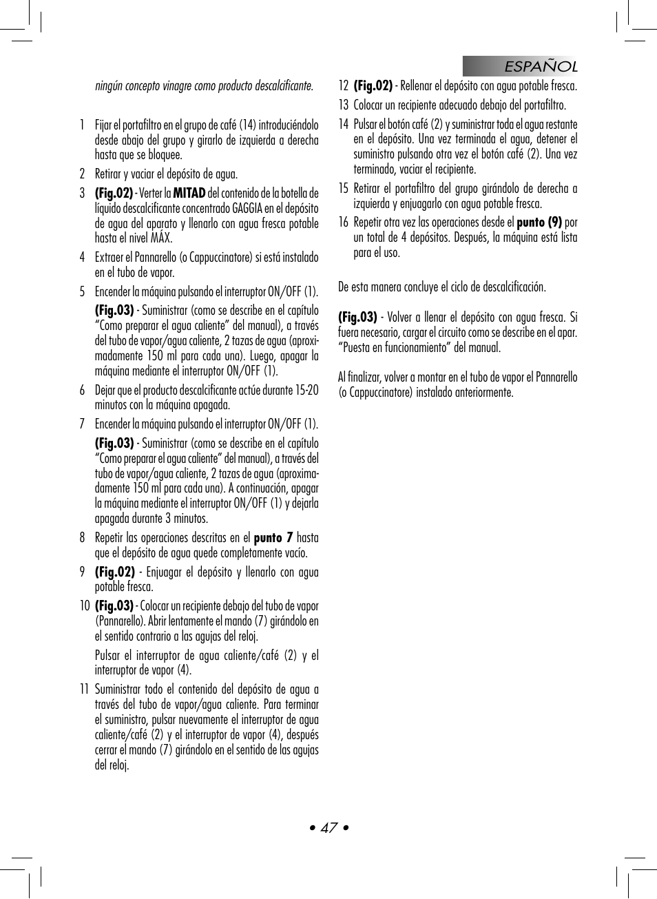 Gaggia CLASSIC User Manual | Page 50 / 76