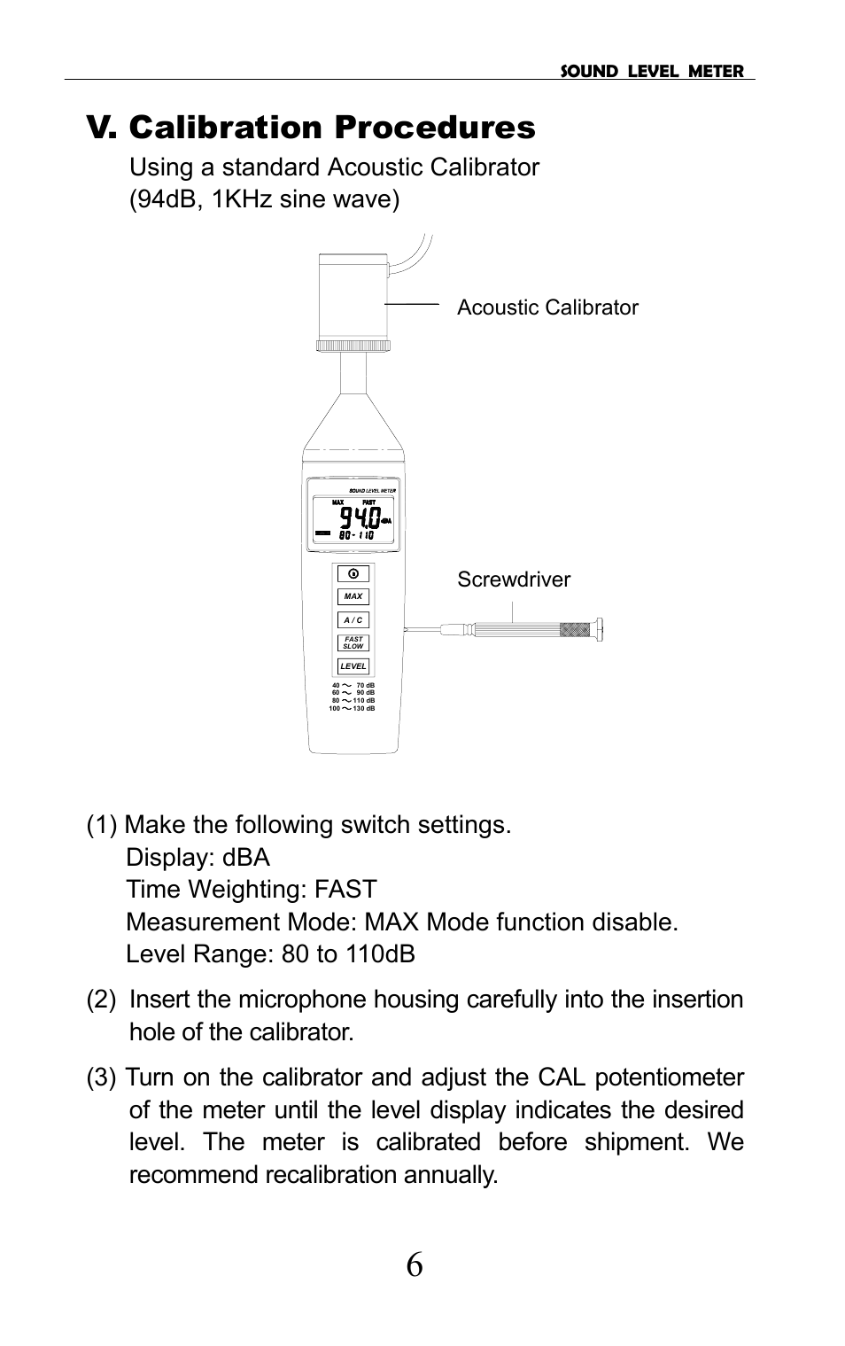 V. calibration procedures | Galaxy Audio CHECK MATE CM-130 User Manual | Page 8 / 10