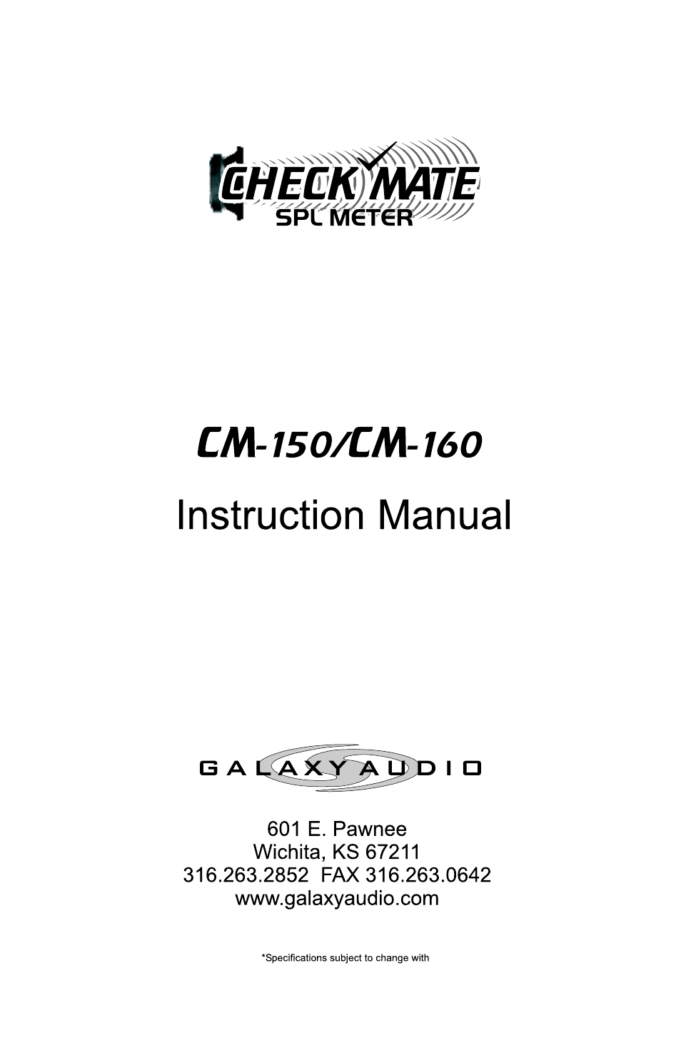 Galaxy Audio CHECK MATE CM-160 User Manual | Page 24 / 24