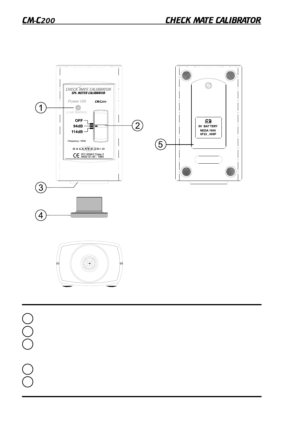 Nomenclature and functions | Galaxy Audio CHECK MATE CM-200 User Manual | Page 7 / 12