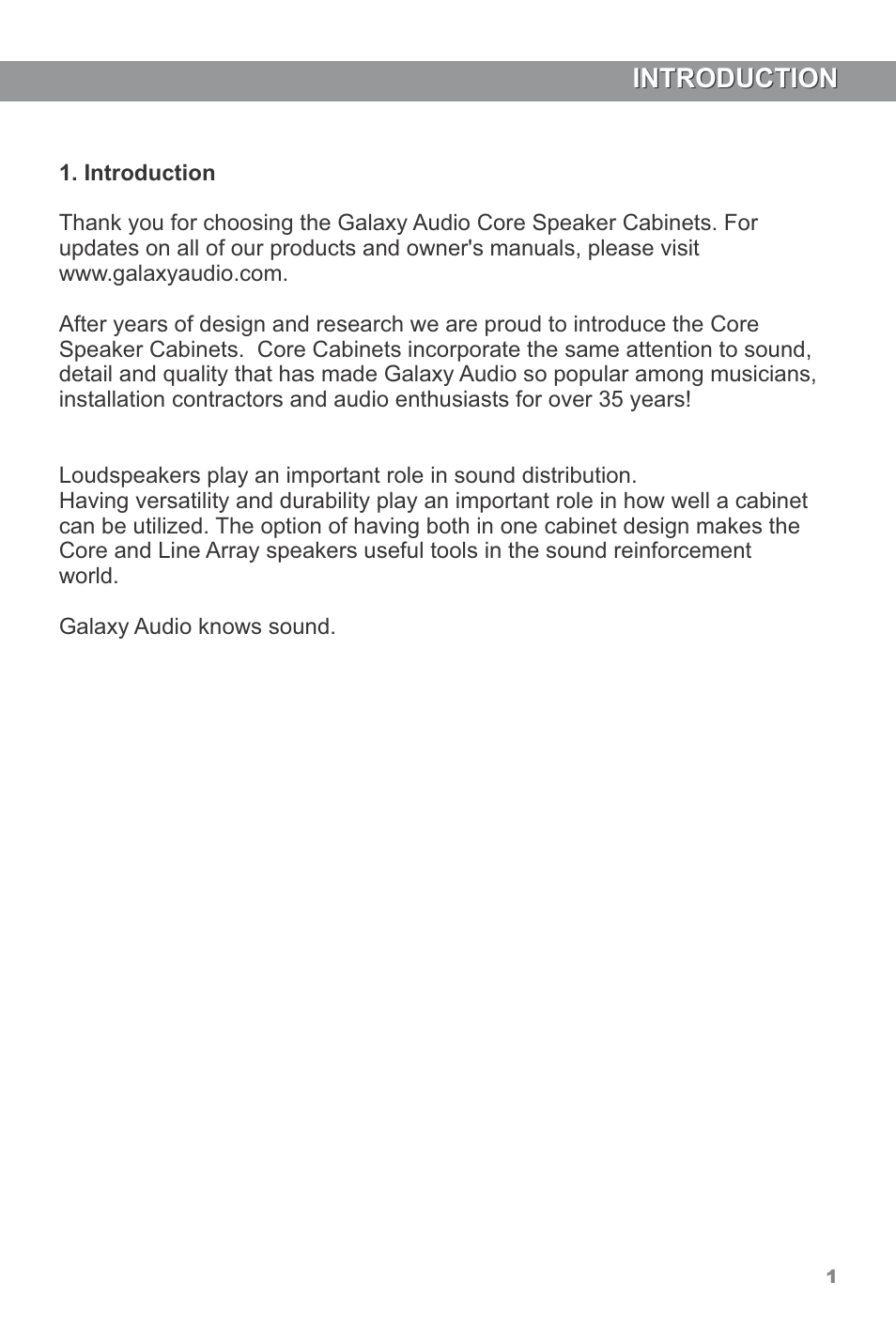 Introduction | Galaxy Audio CORE LA4 User Manual | Page 3 / 12
