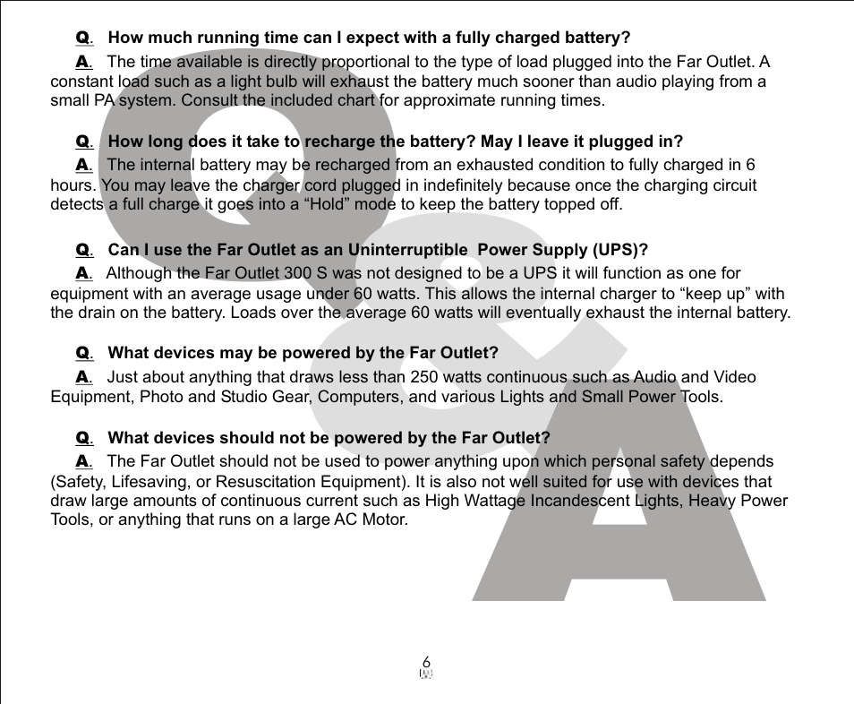 Galaxy Audio FAROUTLET 300 S User Manual | Page 6 / 16