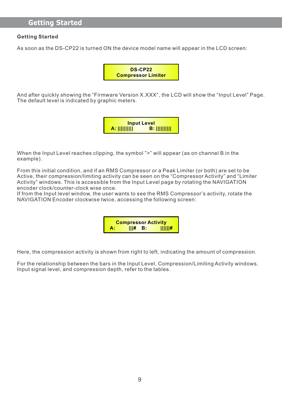 Getting started | Galaxy Audio DS-CP22 User Manual | Page 10 / 40