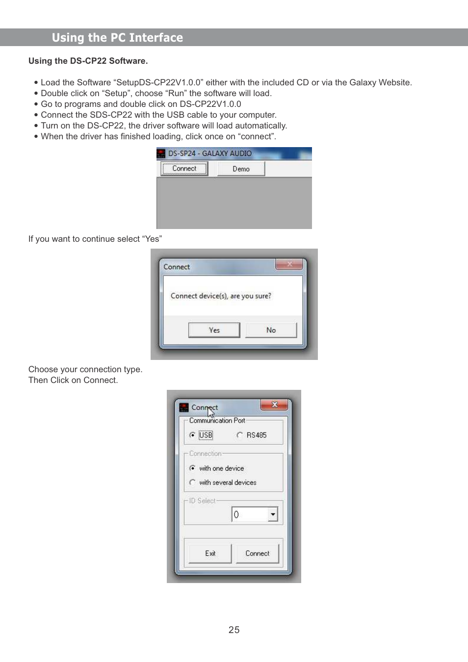 Using the pc interface | Galaxy Audio DS-CP22 User Manual | Page 26 / 40