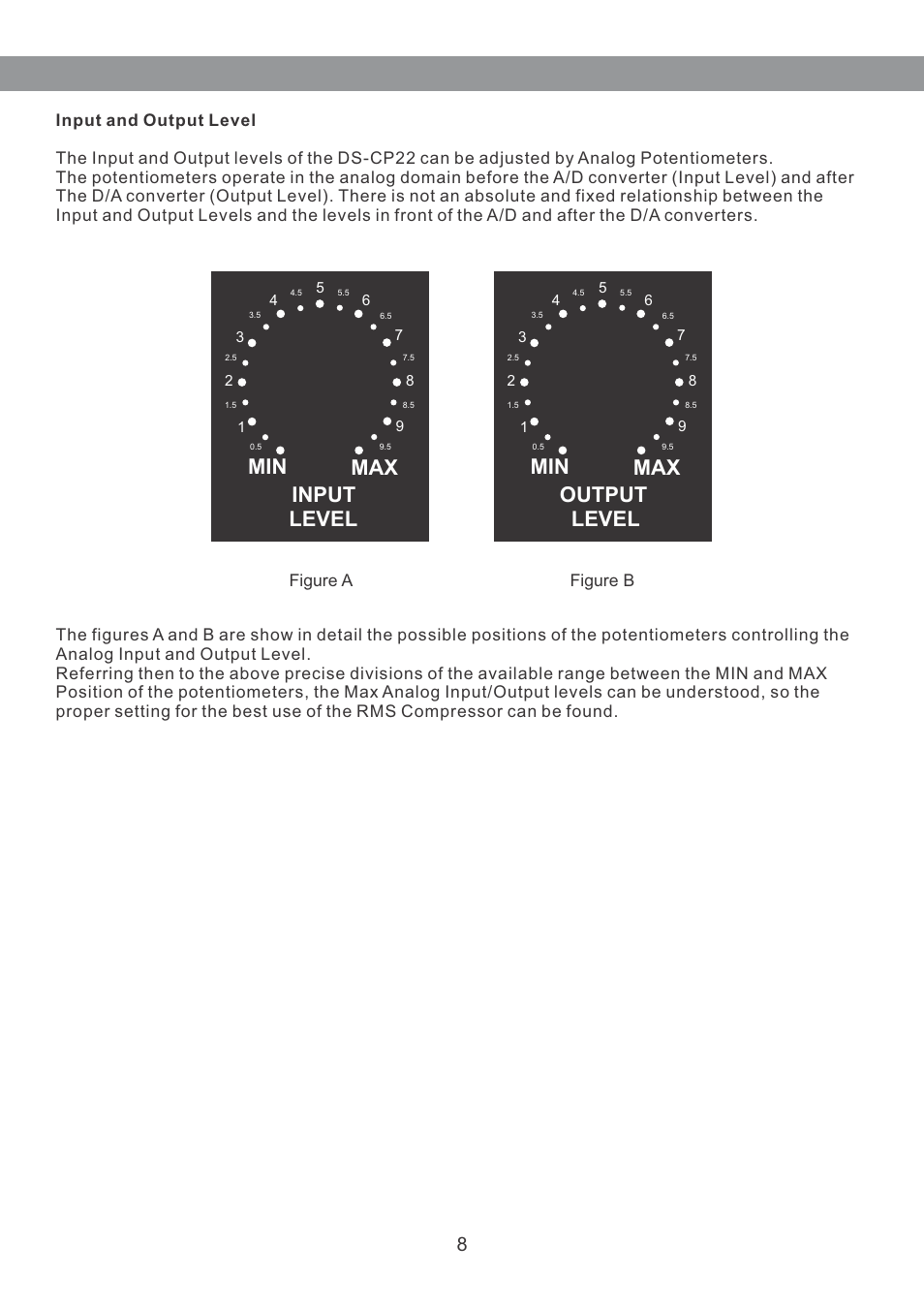 Min max output level, Min max input level | Galaxy Audio DS-CP22 User Manual | Page 9 / 40
