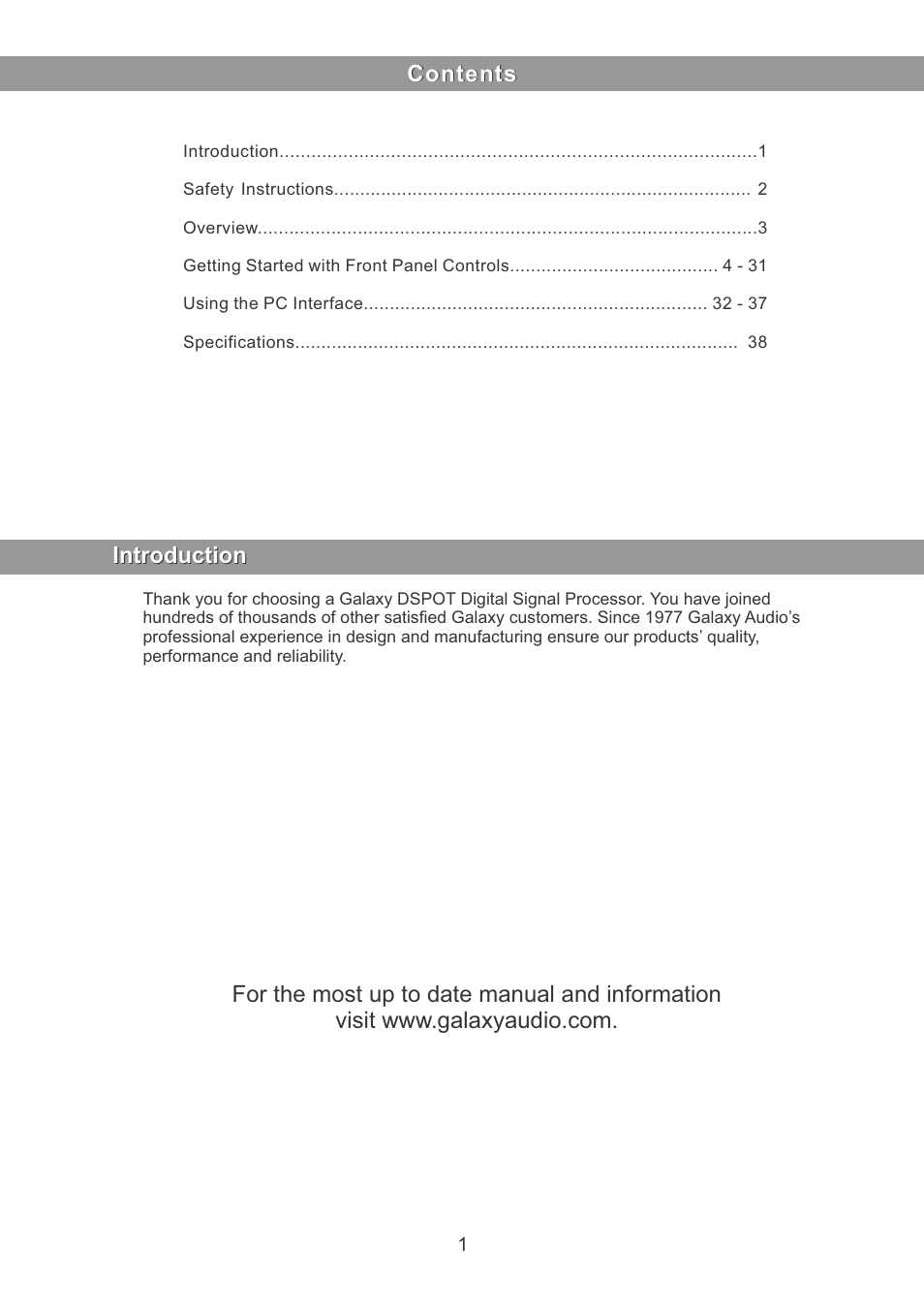 Galaxy Audio DS-CP25 User Manual | Page 2 / 40