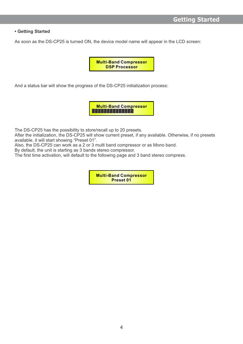 Getting started | Galaxy Audio DS-CP25 User Manual | Page 5 / 40