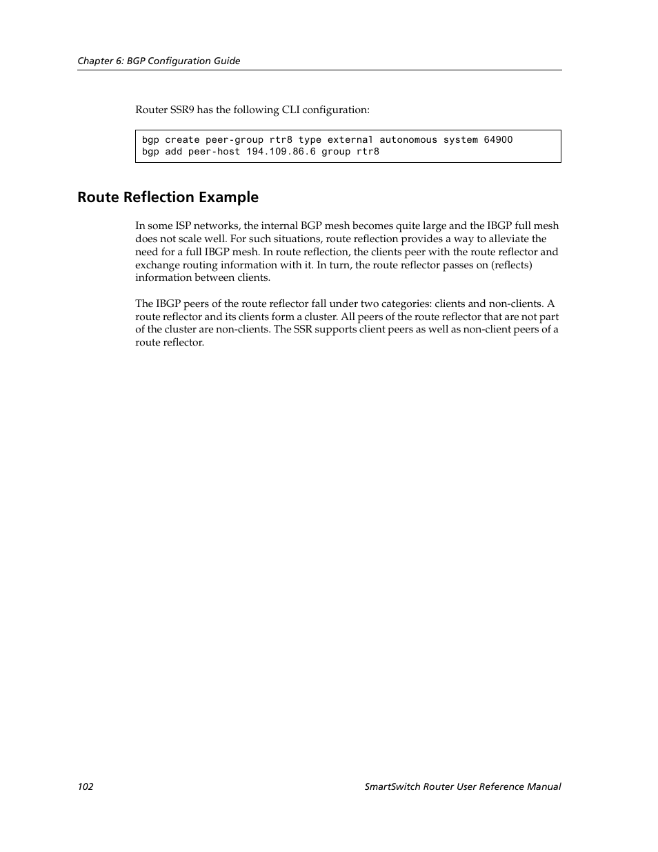 Route reflection example | Cabletron Systems SmartSwitch Router 9032578-02 User Manual | Page 102 / 207