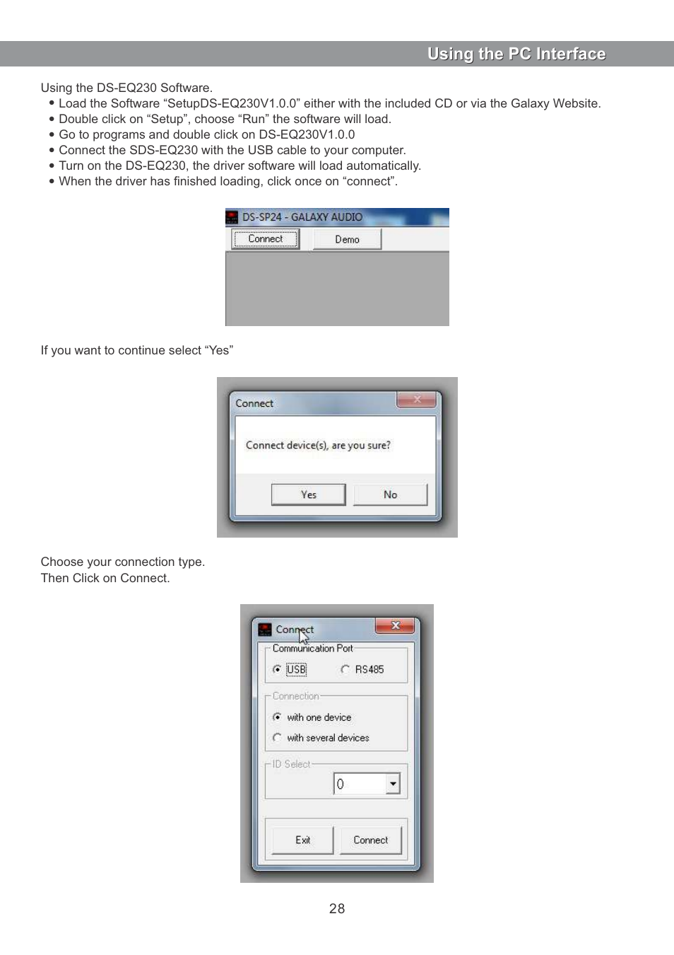 Using the pc interface | Galaxy Audio DS-EQ230 User Manual | Page 29 / 40