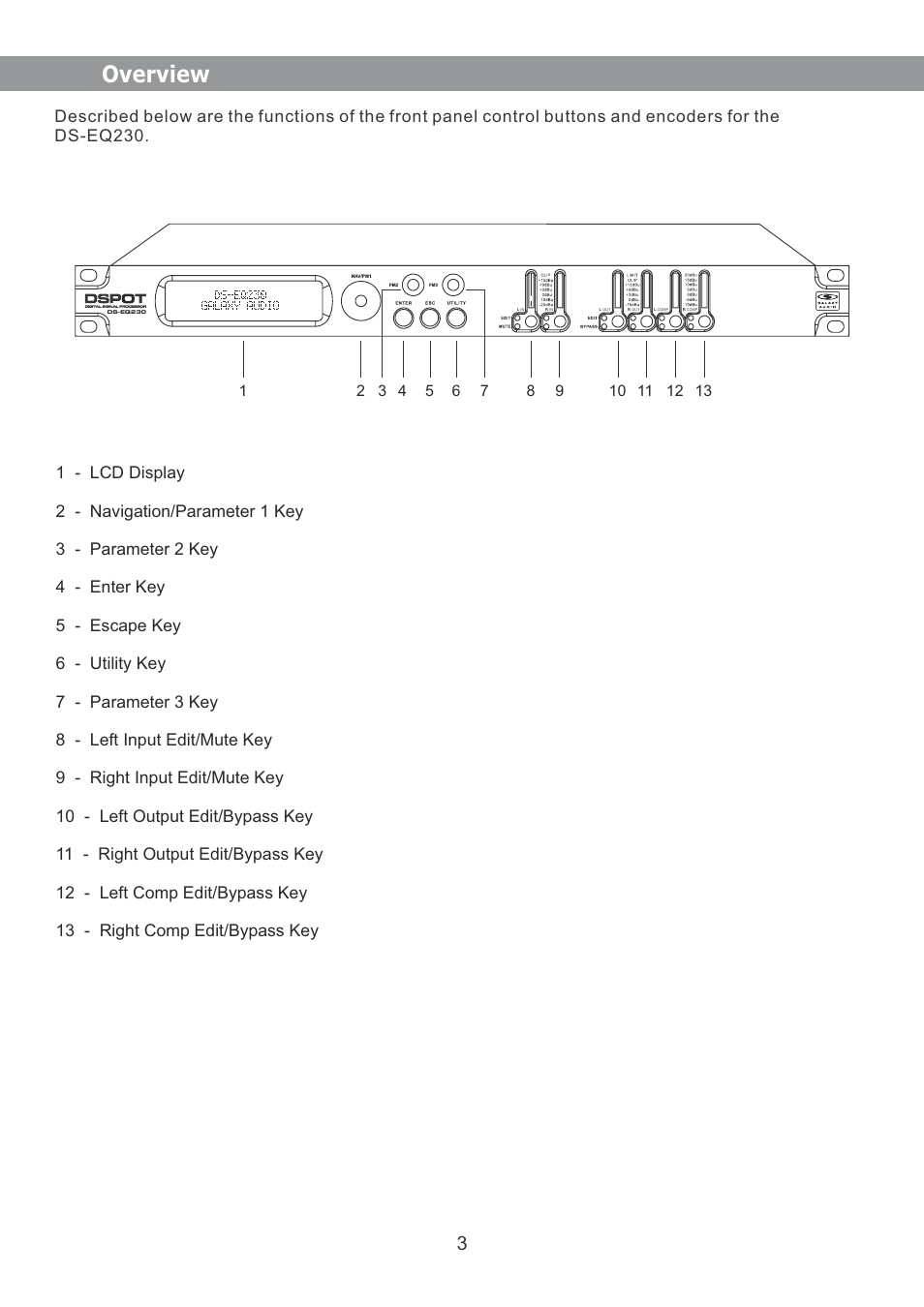 Overview | Galaxy Audio DS-EQ230 User Manual | Page 4 / 40