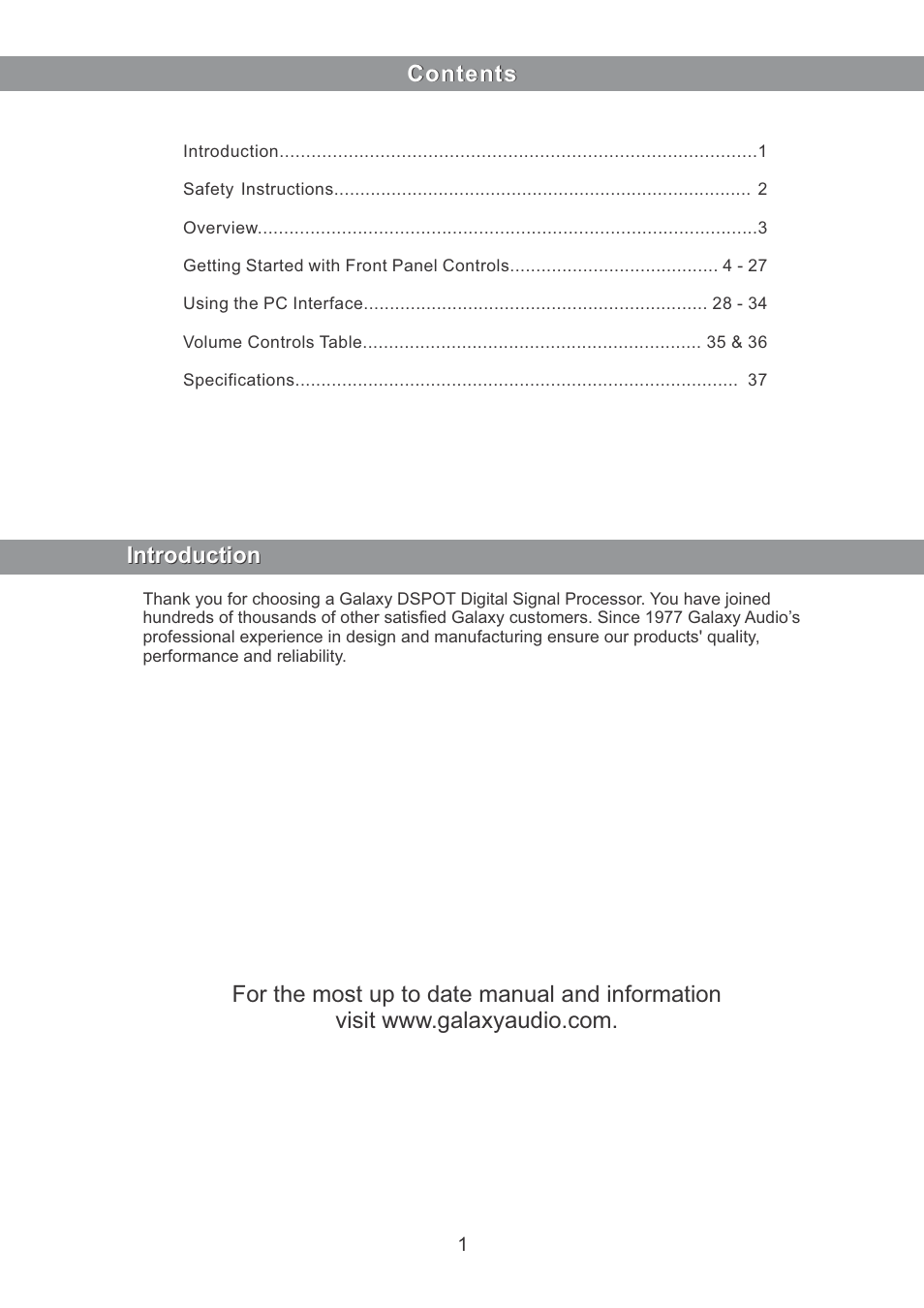 Galaxy Audio DS-SP24 User Manual | Page 2 / 40