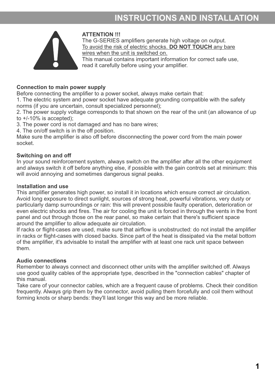 Instructions and installation | Galaxy Audio G-1200 User Manual | Page 5 / 16
