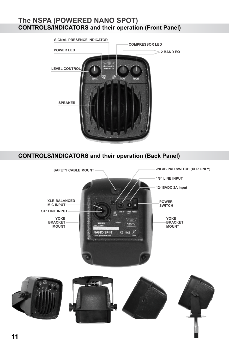 The nspa (powered nano spot) | Galaxy Audio MSPA5 User Manual | Page 14 / 24