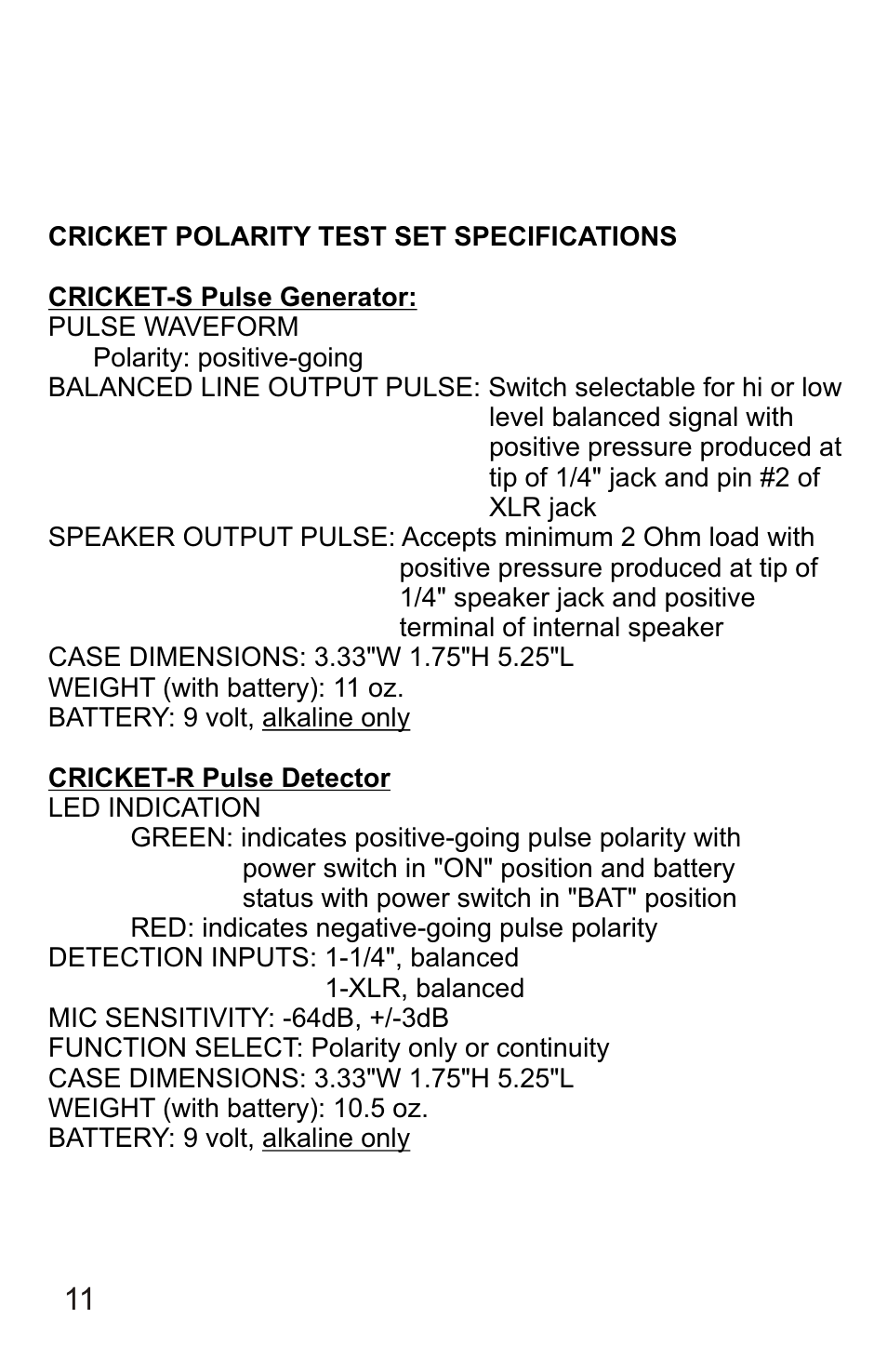 Galaxy Audio CRICKET POLARITY TEST SET User Manual | Page 13 / 14