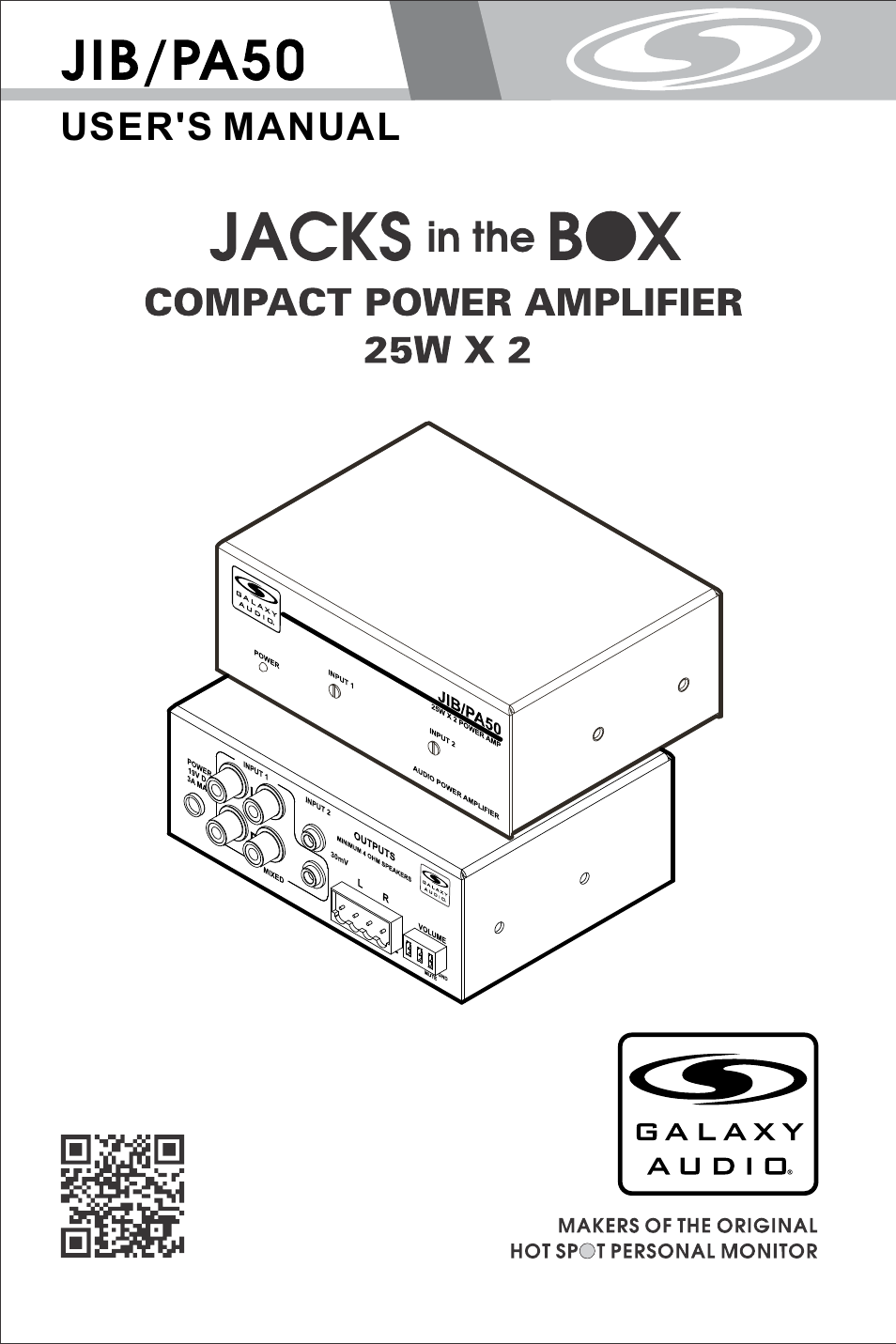 Galaxy Audio JIB/PA50 User Manual | 8 pages