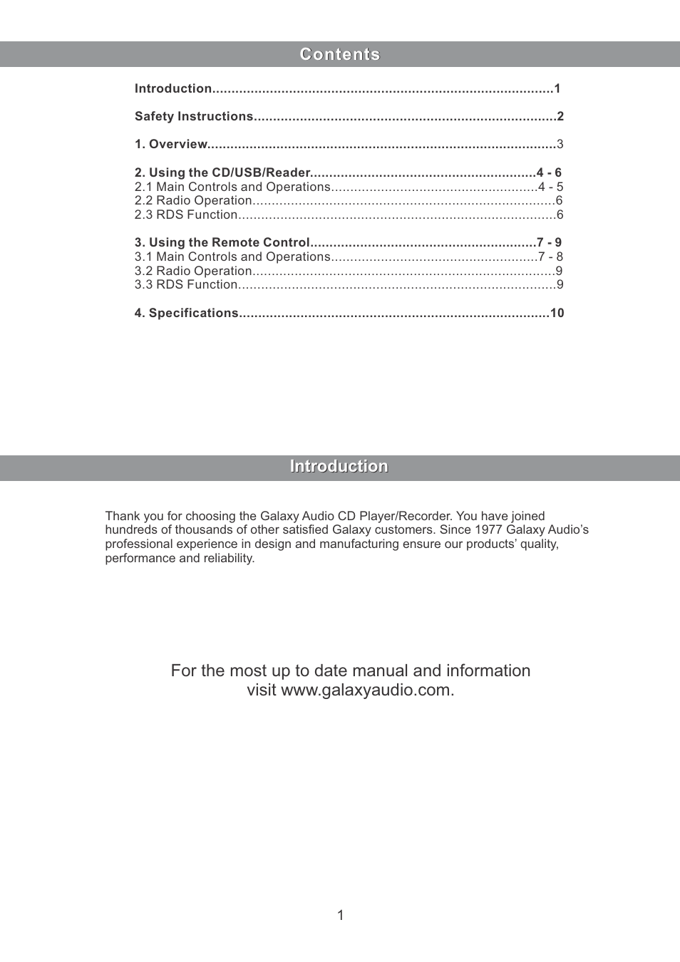 Galaxy Audio RM-CDU User Manual | Page 2 / 12