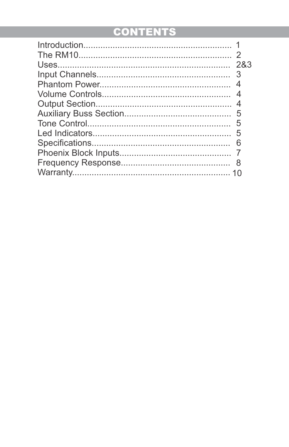 Galaxy Audio RM10 User Manual | Page 2 / 12