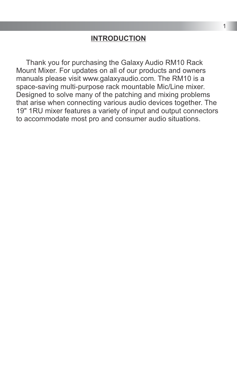 Galaxy Audio RM10 User Manual | Page 3 / 12