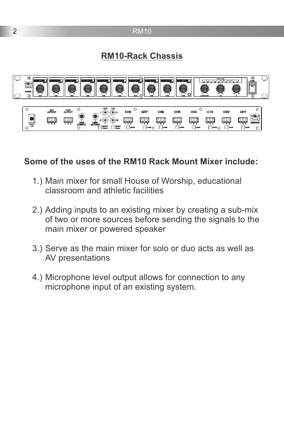 Galaxy Audio RM10 User Manual | Page 4 / 12