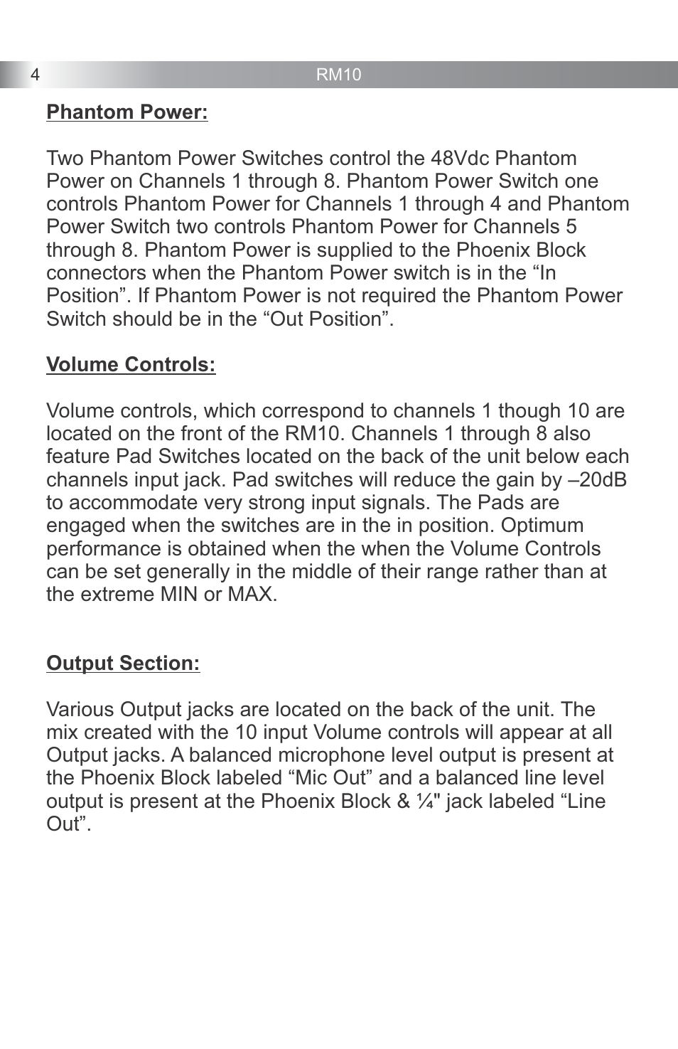 Galaxy Audio RM10 User Manual | Page 6 / 12