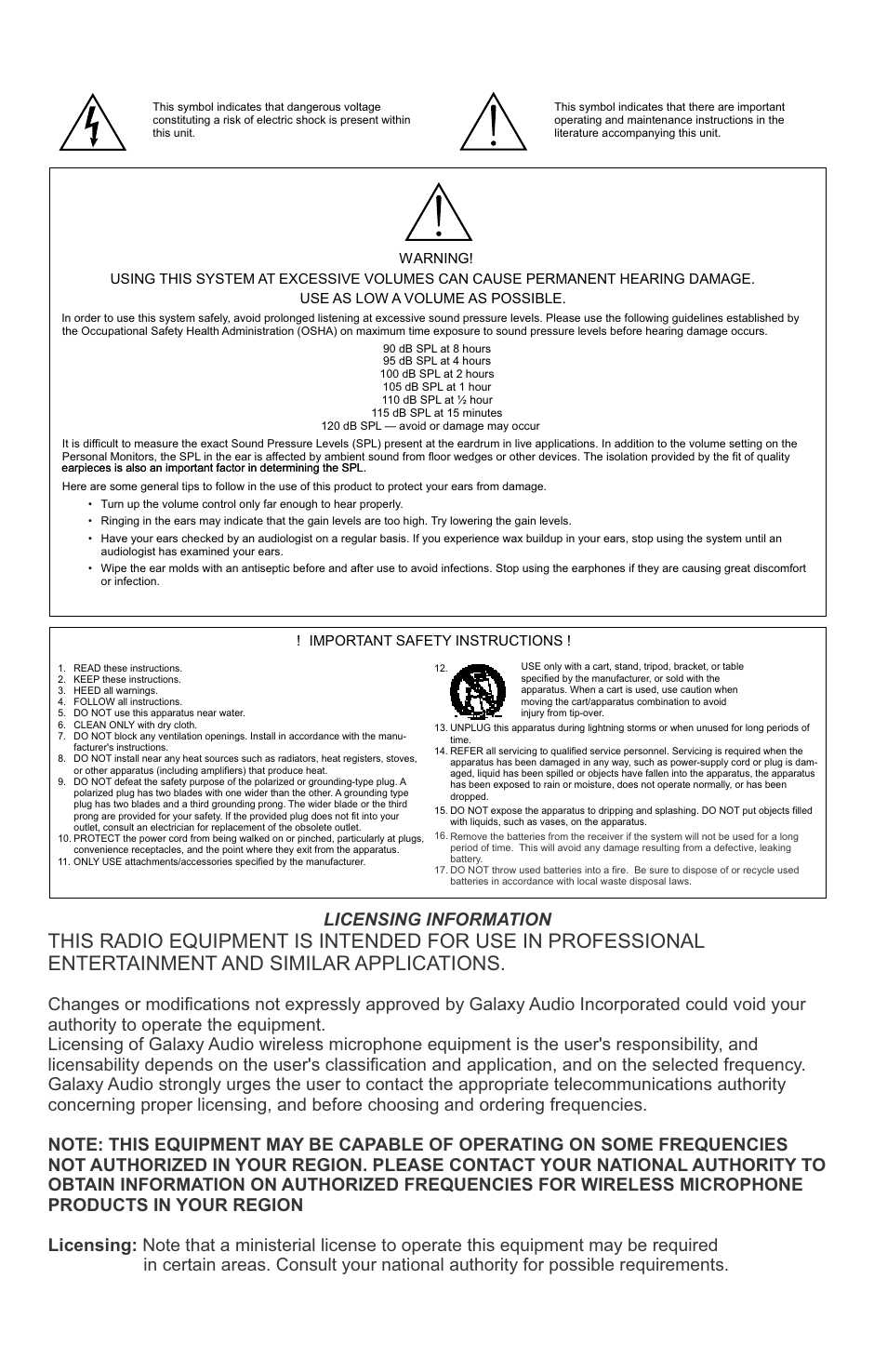 Licensing information | Galaxy Audio CK-VBPR User Manual | Page 2 / 24