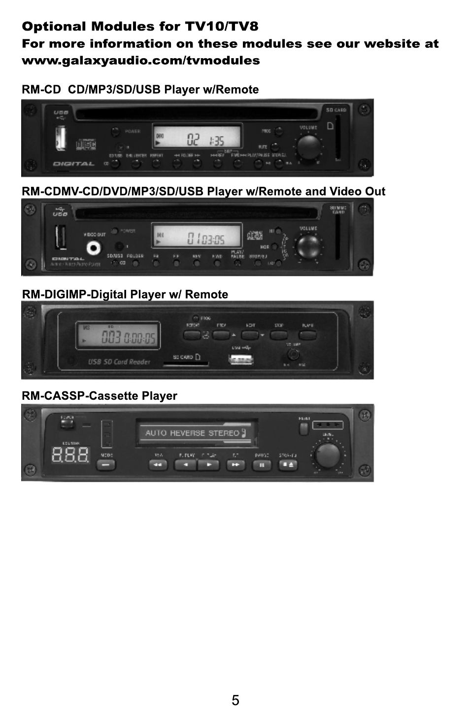 Galaxy Audio TRAVELER AS-TV10 User Manual | Page 7 / 36