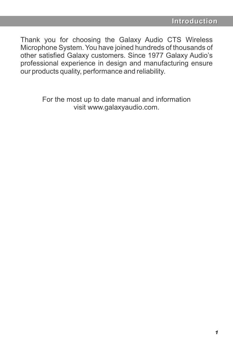 Galaxy Audio CTS User Manual | Page 3 / 20