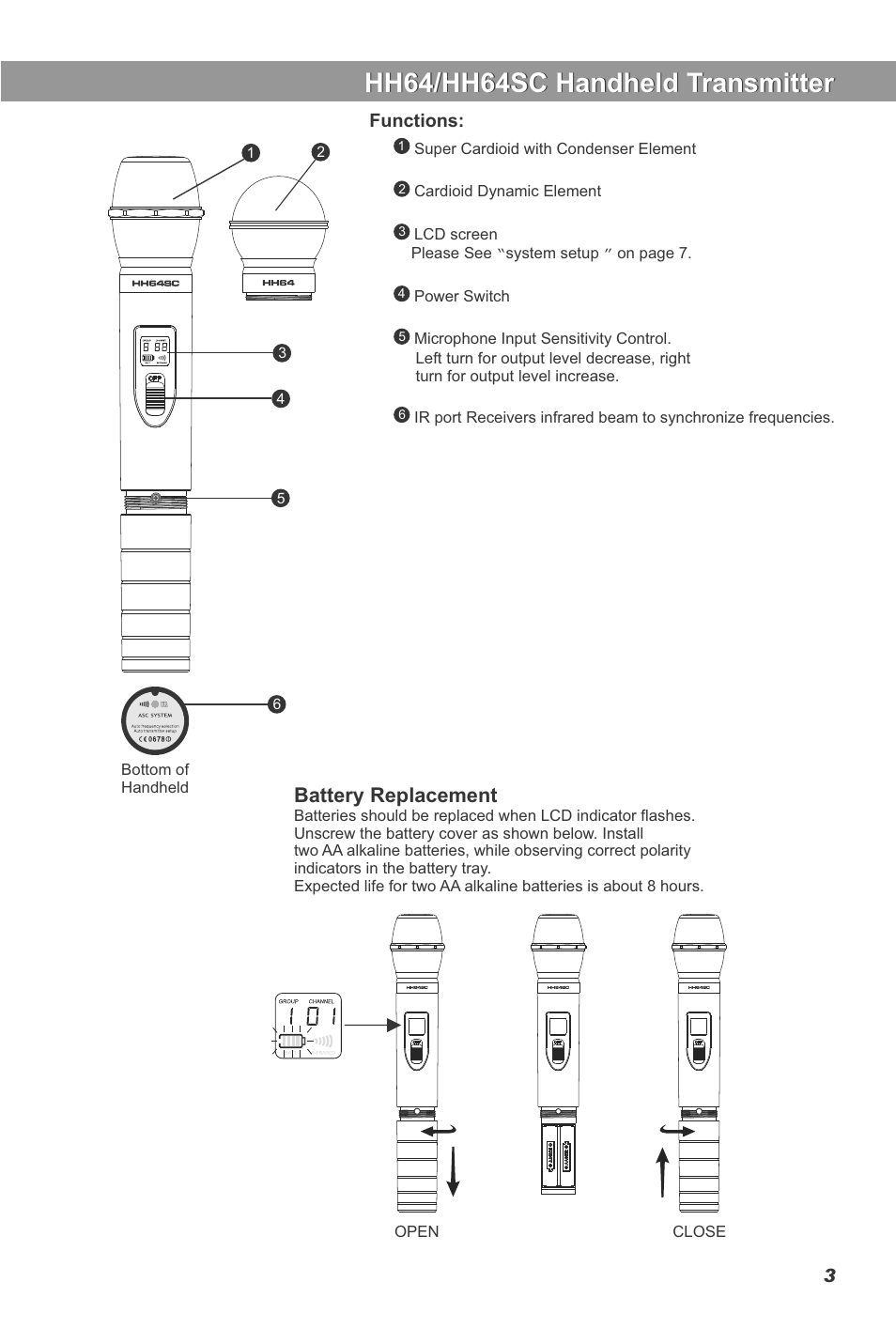 Hh64/hh64sc handheld transmitter | Galaxy Audio DHT User Manual | Page 5 / 12