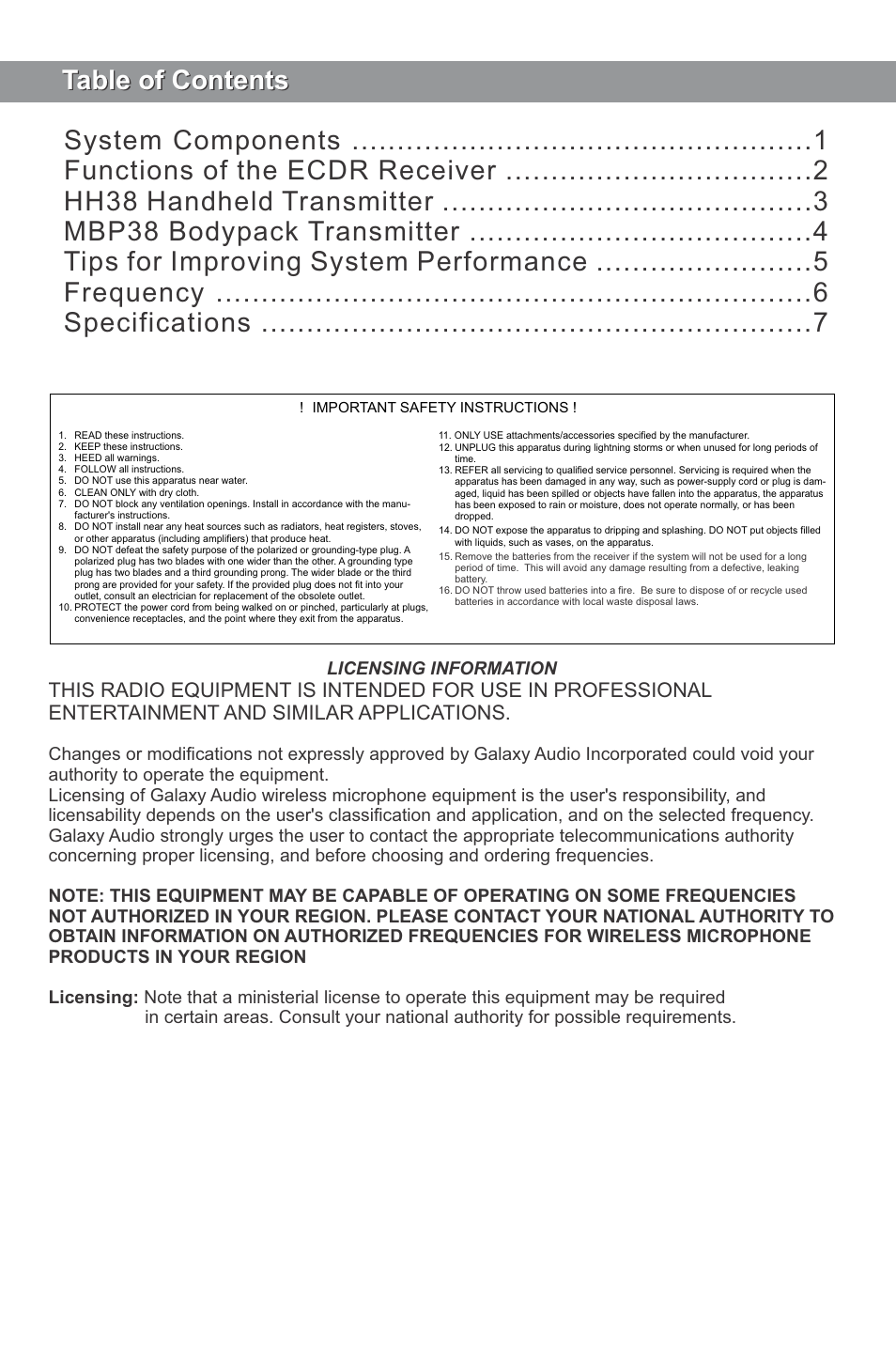 Galaxy Audio ECD User Manual | Page 2 / 12