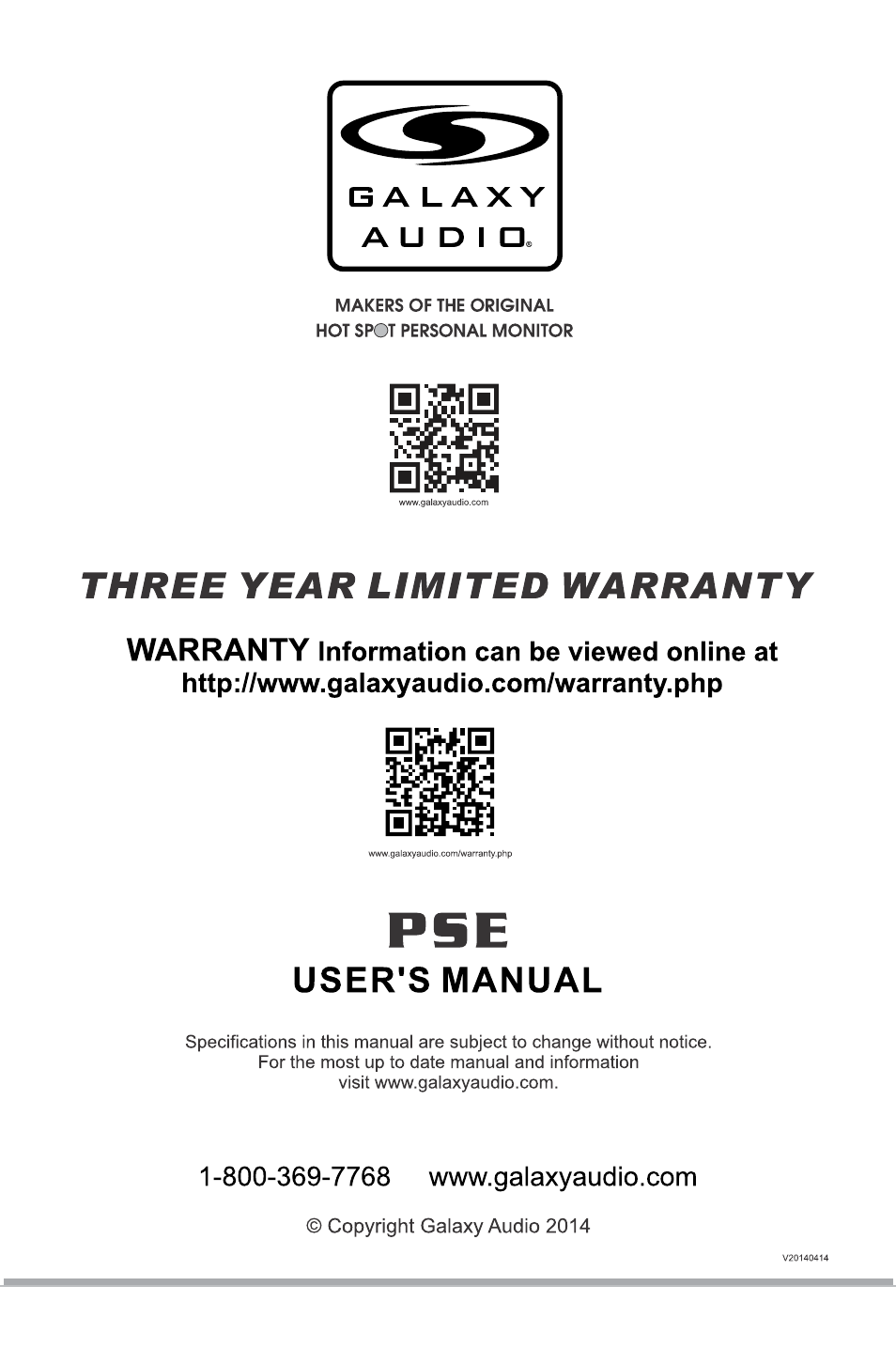 Galaxy Audio PSE User Manual | Page 8 / 8