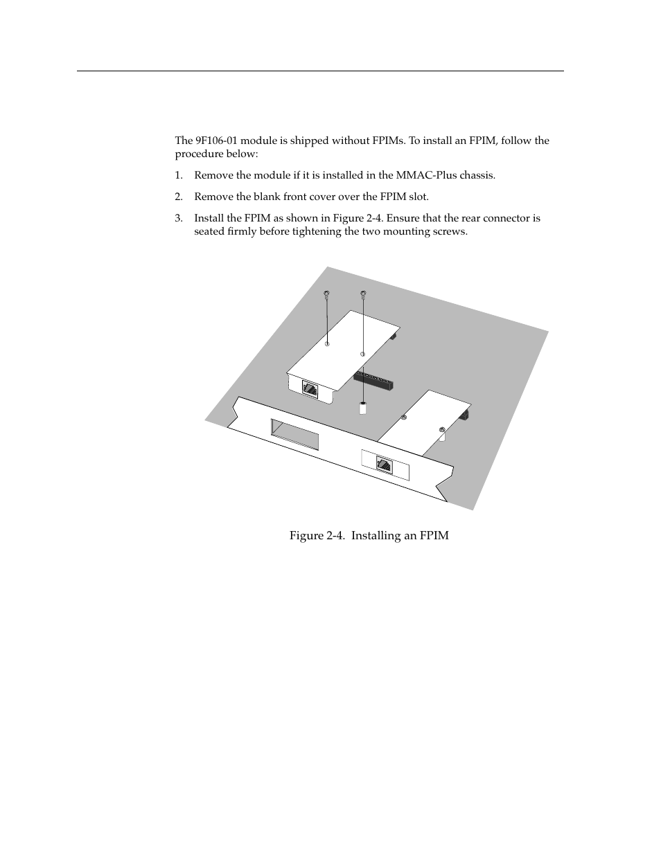 Installing an fpim | Cabletron Systems 9F106-01 User Manual | Page 15 / 26