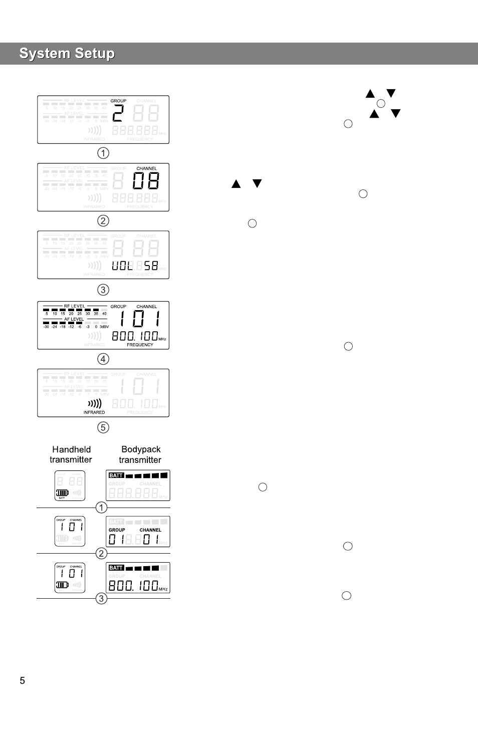 Automatic transmitter frequency setting (asc), Trc receiver setup: transmitter status indications | Galaxy Audio TRC User Manual | Page 8 / 12