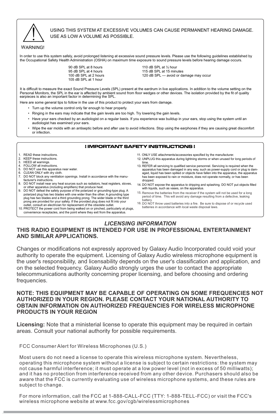 Galaxy Audio AS-1100 User Manual | Page 2 / 8