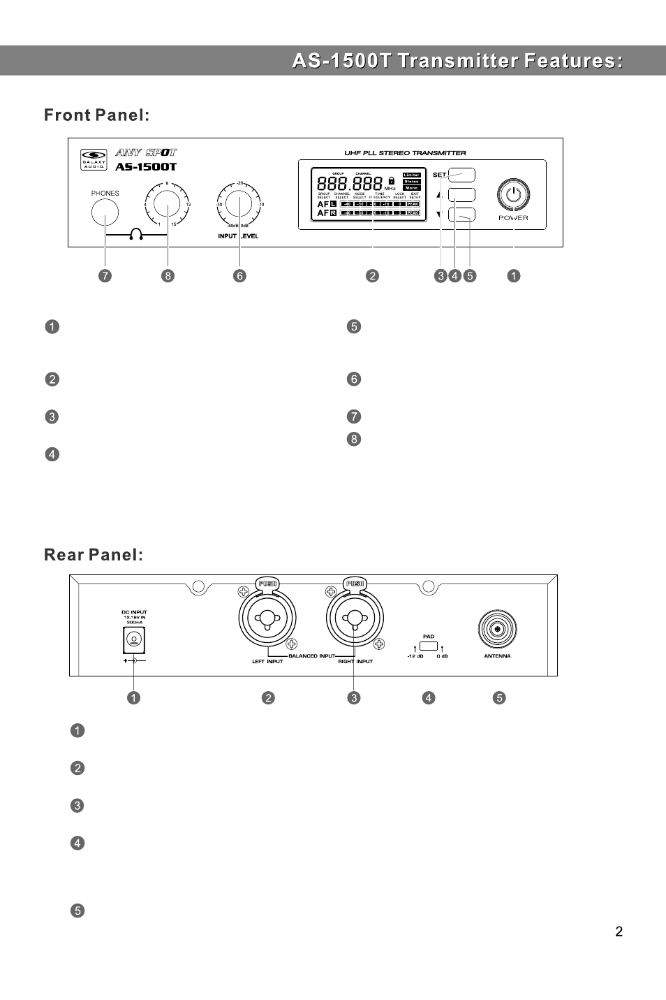 Galaxy Audio AS-1500 User Manual | Page 3 / 8