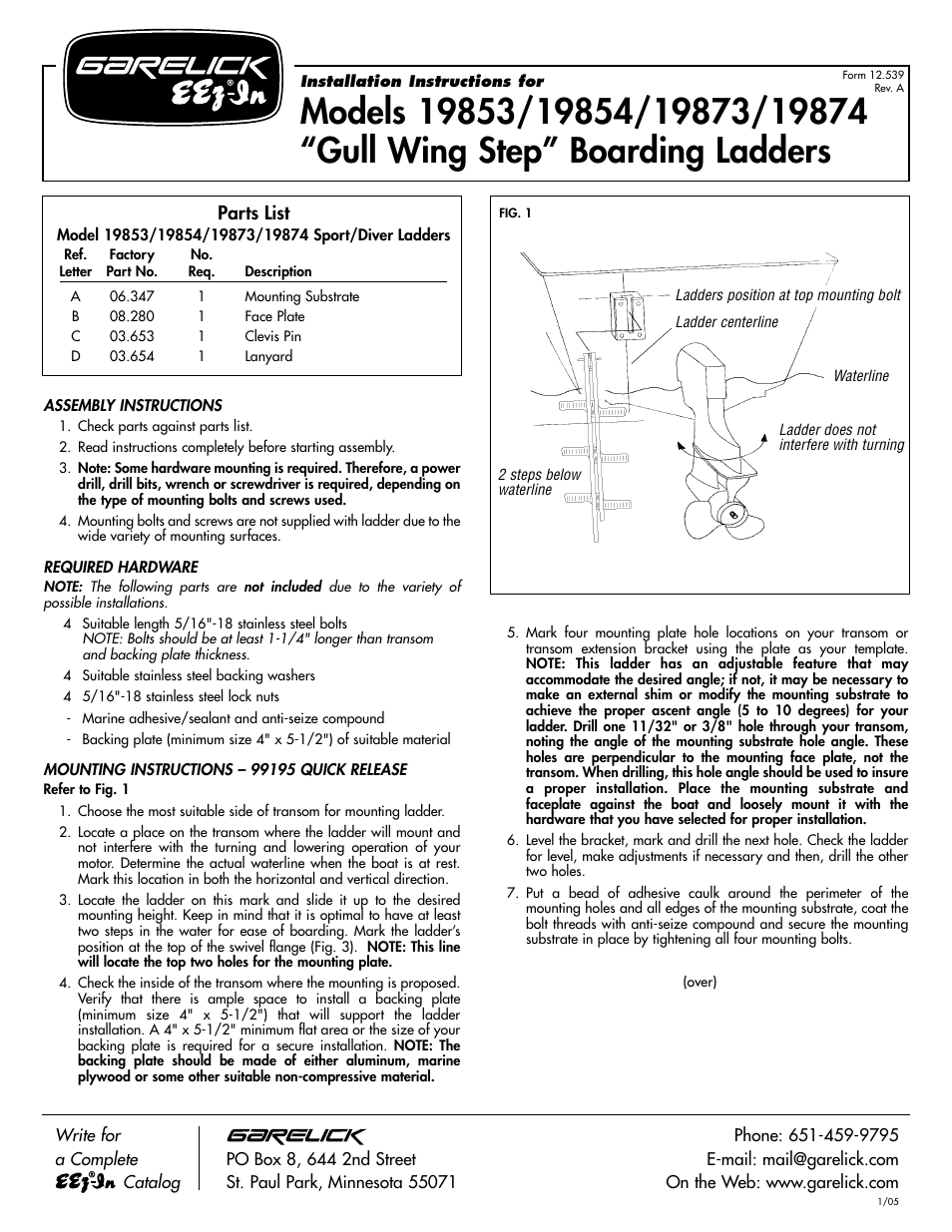 Garelick 19874 GULL WING STEP LADDER User Manual | 2 pages