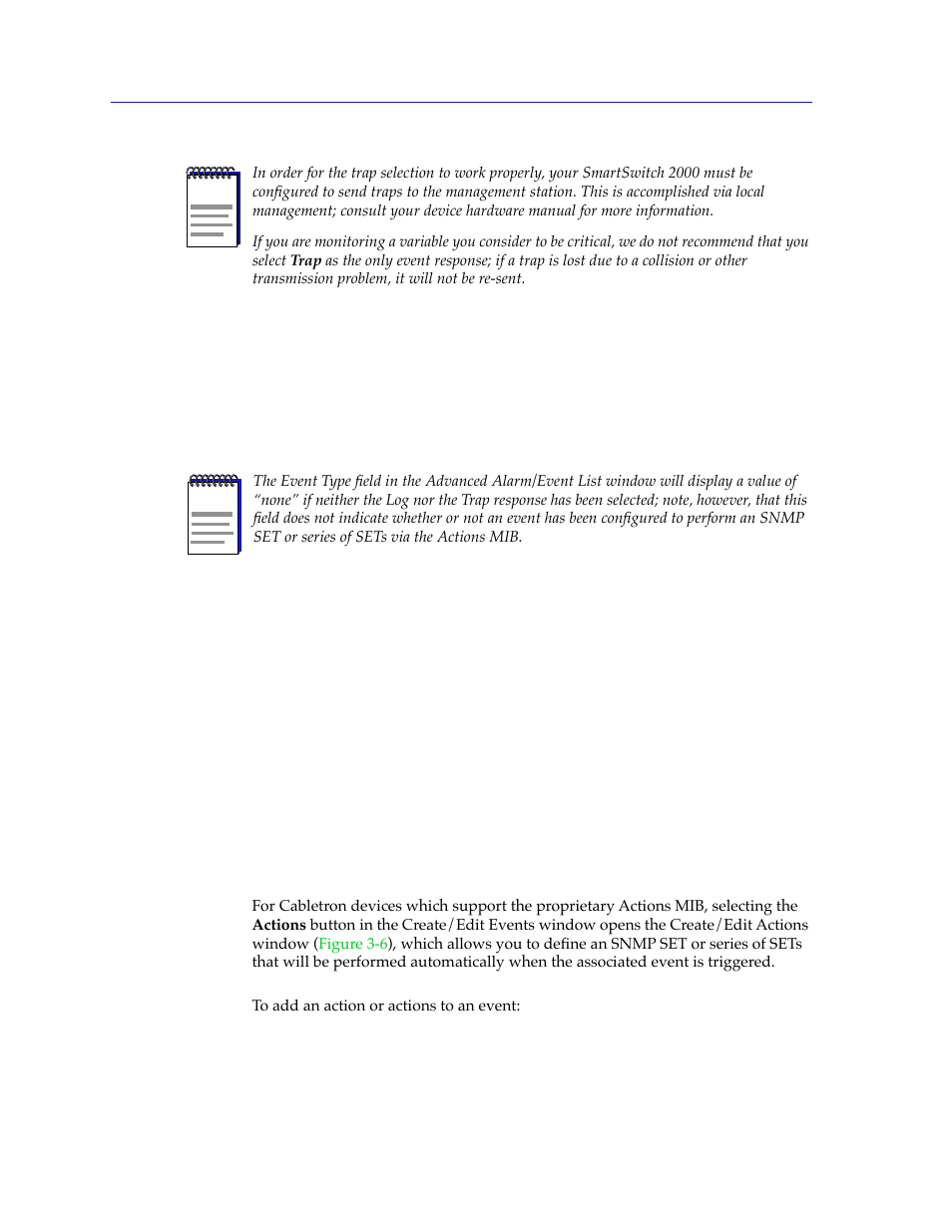 Adding actions to an event, Adding actions to an event -24 | Cabletron Systems 2000 User Manual | Page 122 / 196